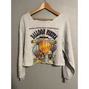 Vintage Kodak Albuquerque Balloon Fiesta Sweatshirt Womens Large Gray Crop 1994